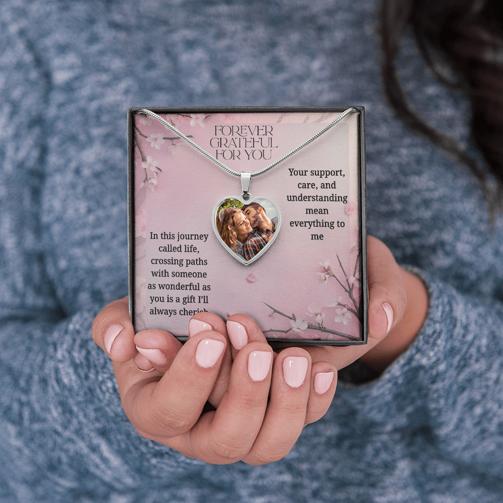 Forever Grateful Personalized Photo- Heart Necklace ShineOn Fulfillment
