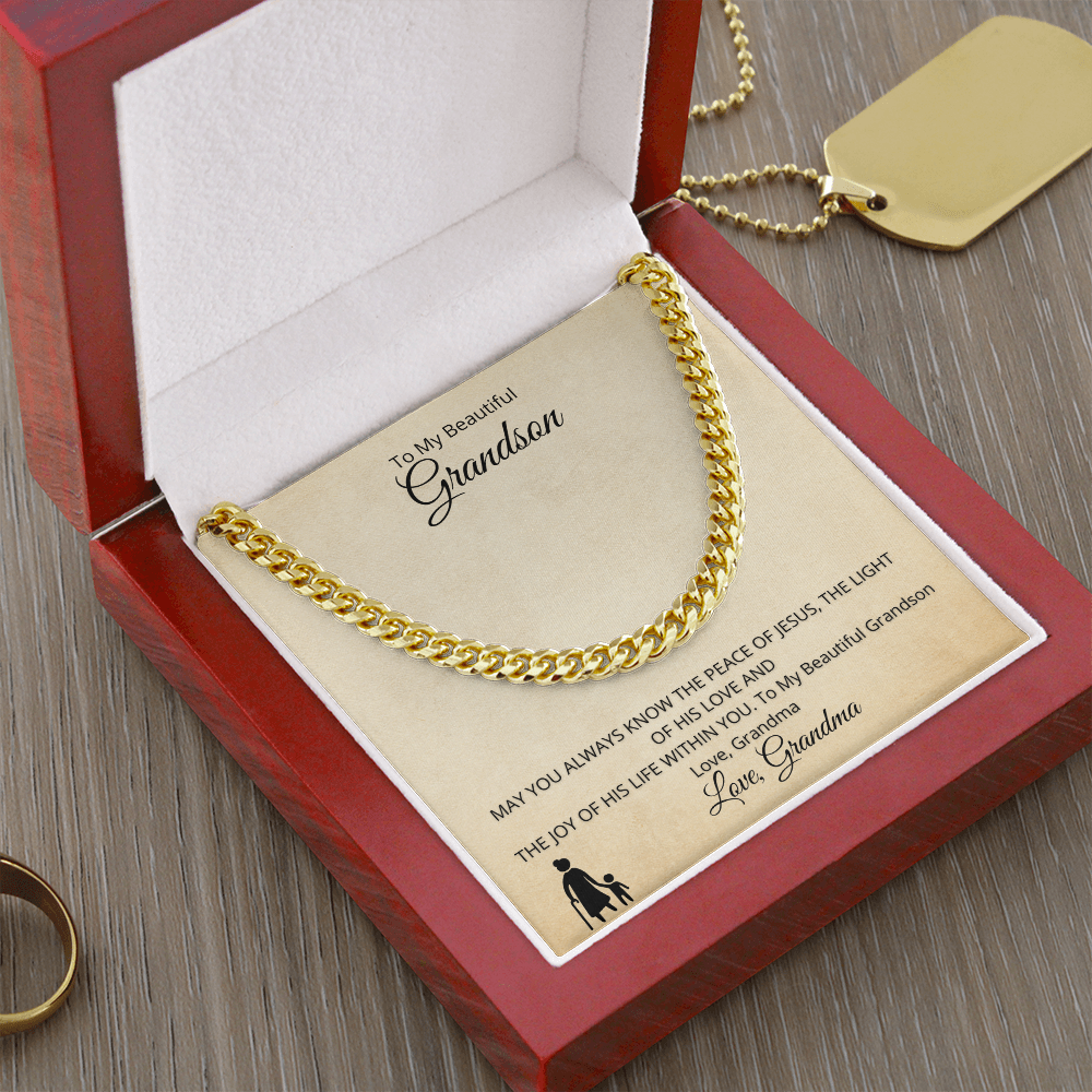 Grandson -Cuban Link Chain by Grandma ShineOn Fulfillment