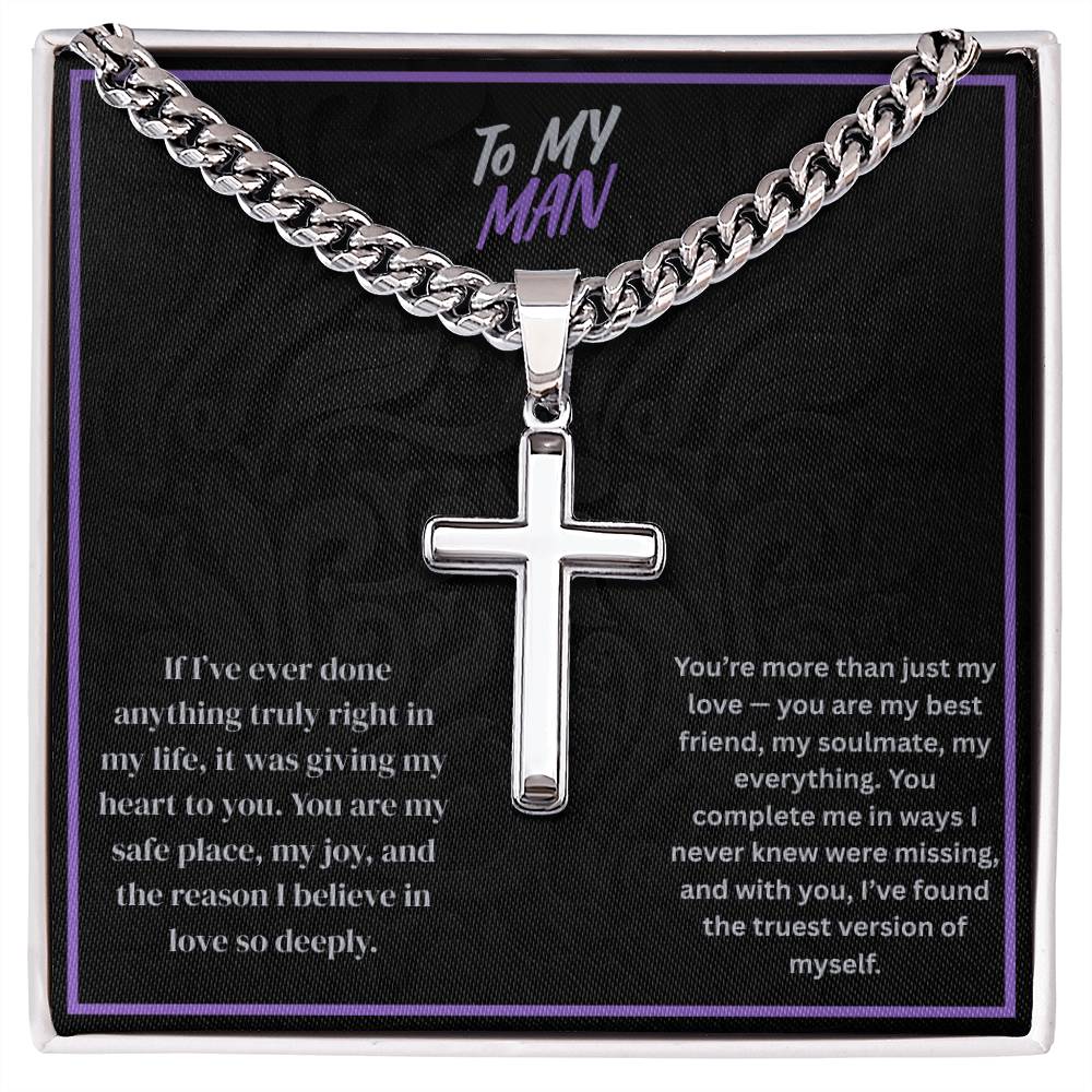 To My Man- Cuban Link Chain with Artisan Cross ShineOn Fulfillment