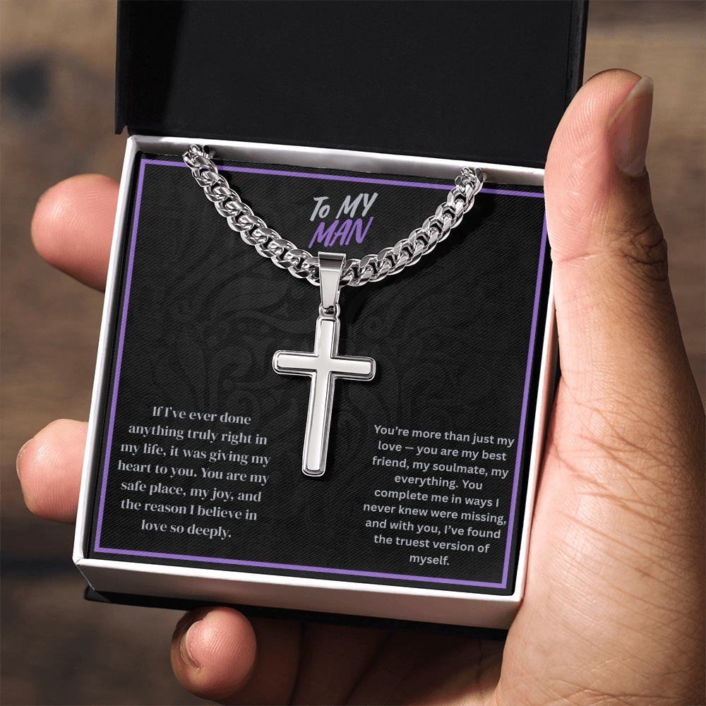 To My Man- Cuban Link Chain with Artisan Cross ShineOn Fulfillment