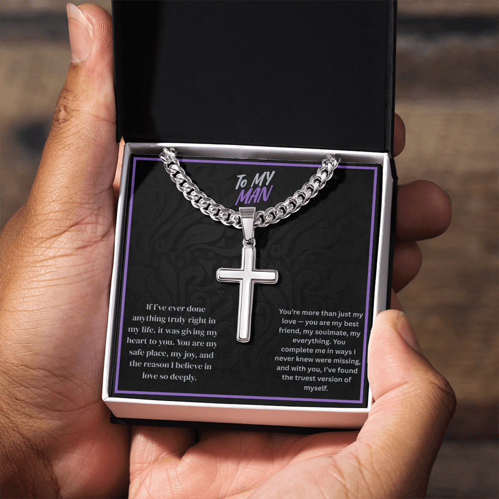 To My Man- Cuban Link Chain with Artisan Cross ShineOn Fulfillment