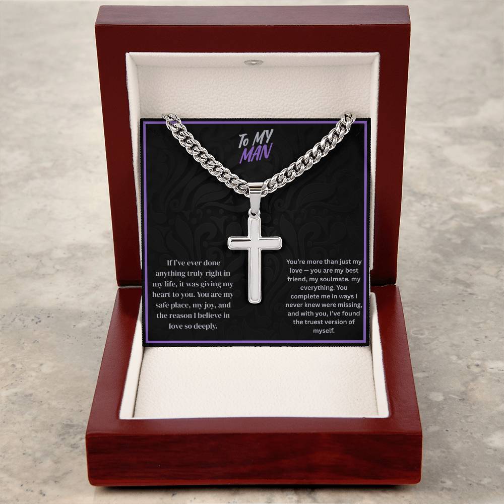 To My Man- Cuban Link Chain with Artisan Cross ShineOn Fulfillment