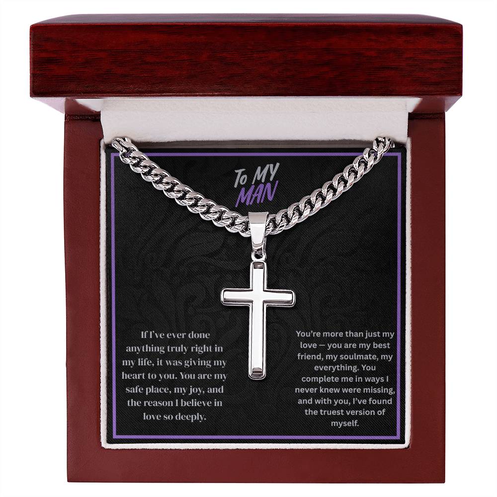 To My Man- Cuban Link Chain with Artisan Cross ShineOn Fulfillment
