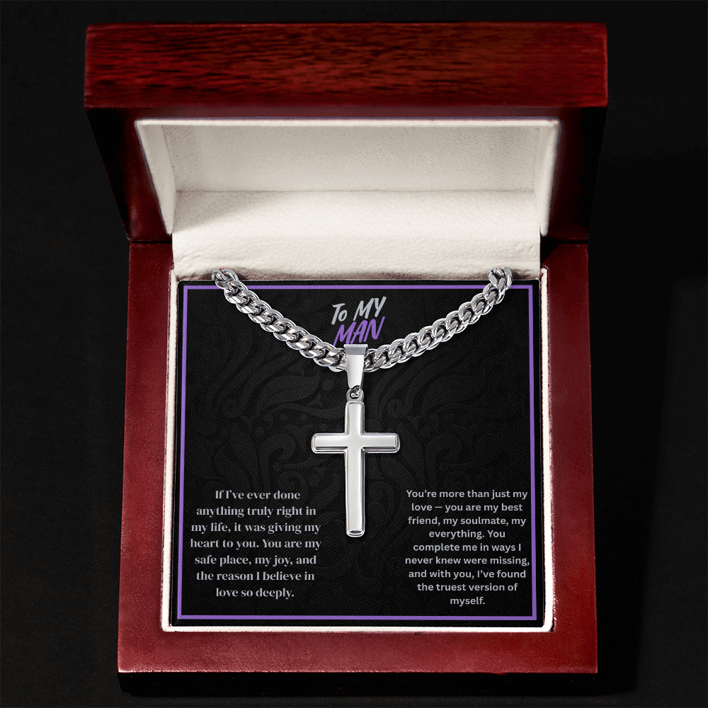 To My Man- Cuban Link Chain with Artisan Cross ShineOn Fulfillment