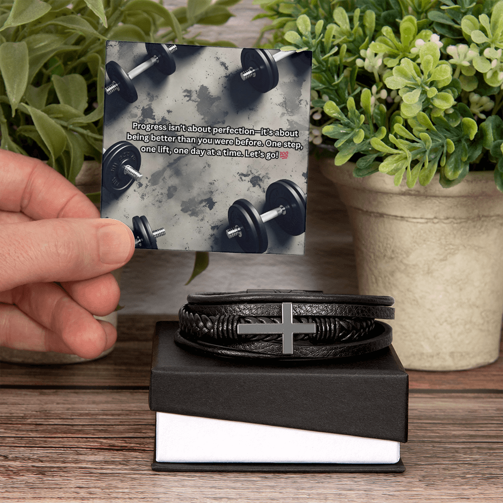 Motivation(Gym) -Men's Cross Bracelet ShineOn Fulfillment