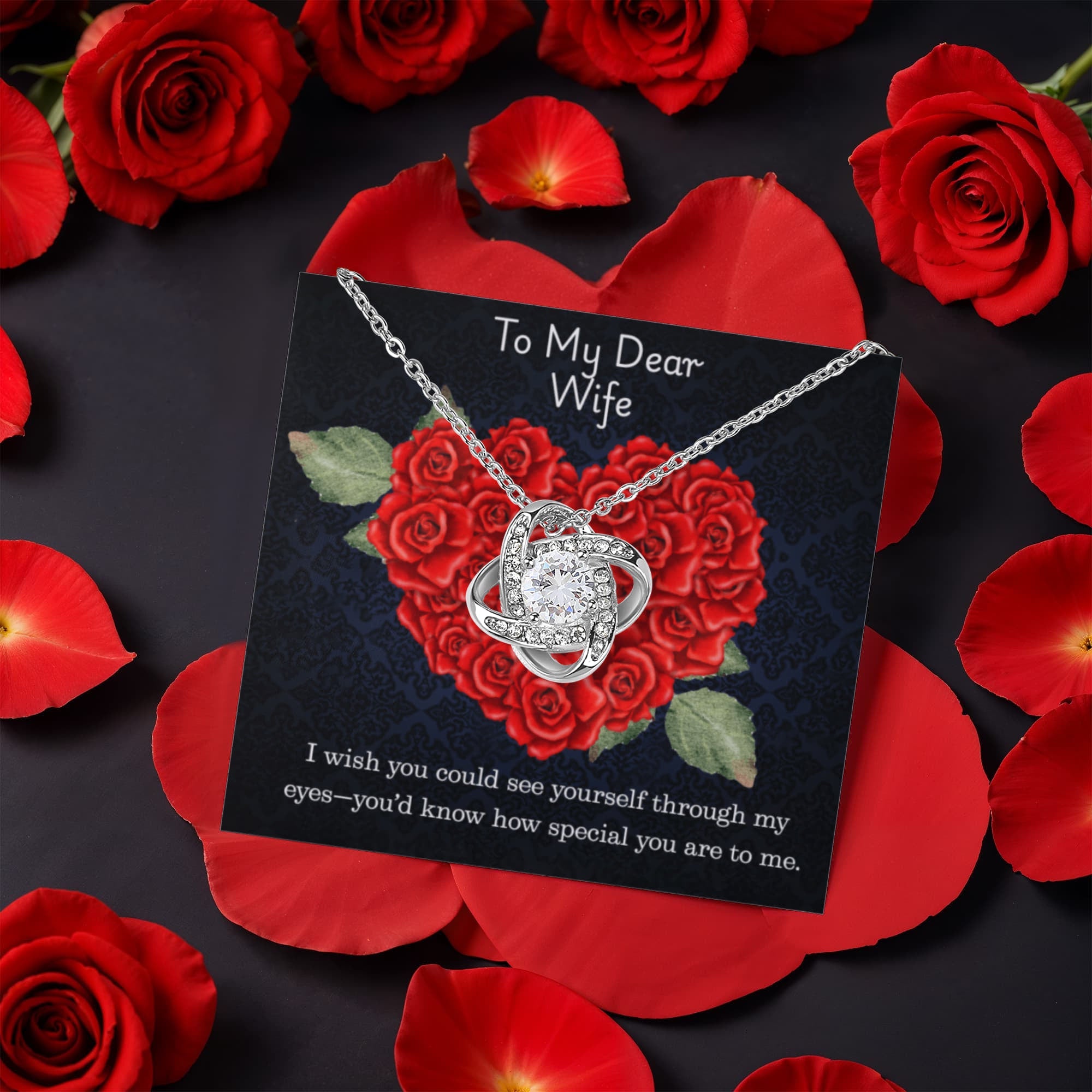 For Wife - Love Knot with Rotating Rose Gift Box ShineOn Fulfillment