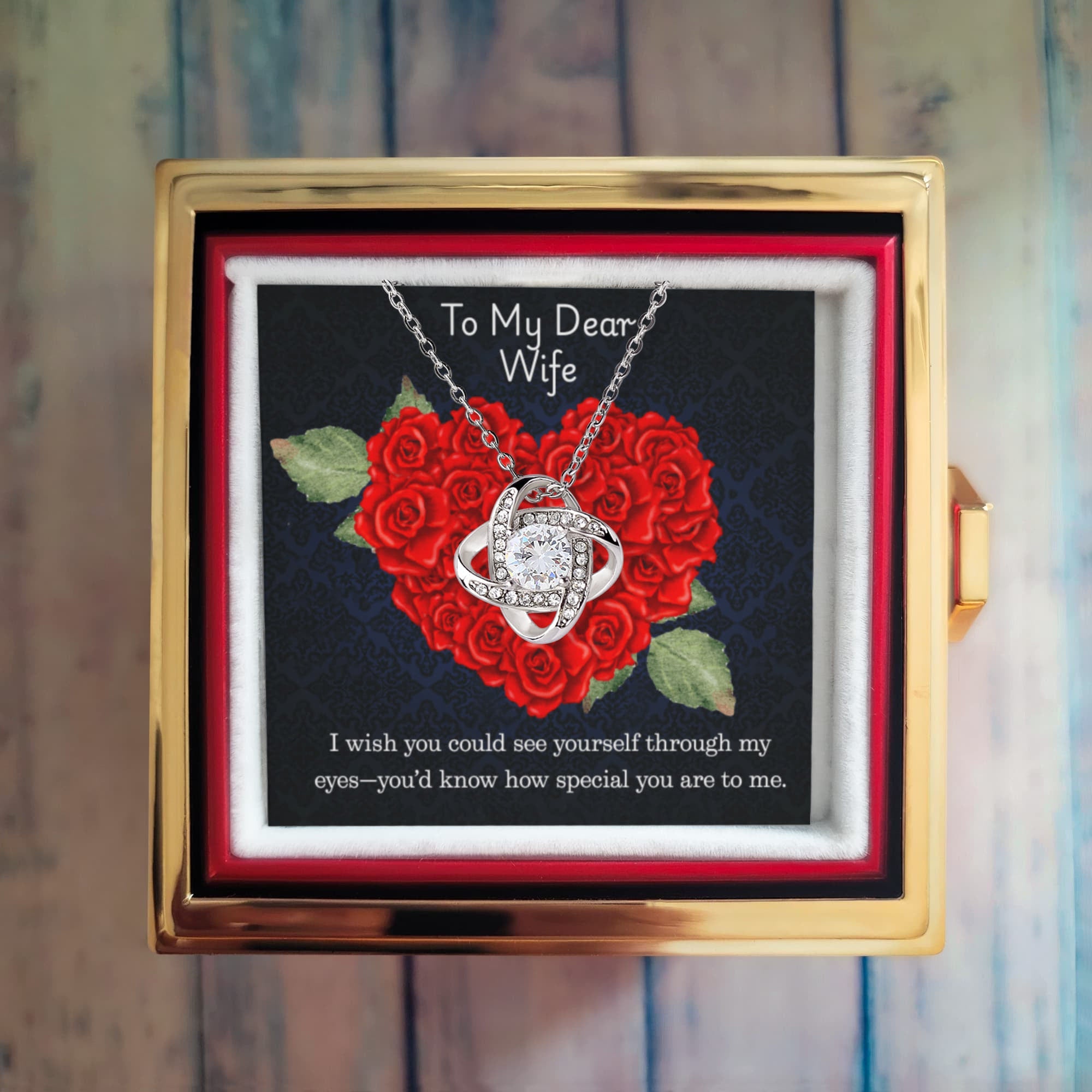 For Wife - Love Knot with Rotating Rose Gift Box ShineOn Fulfillment