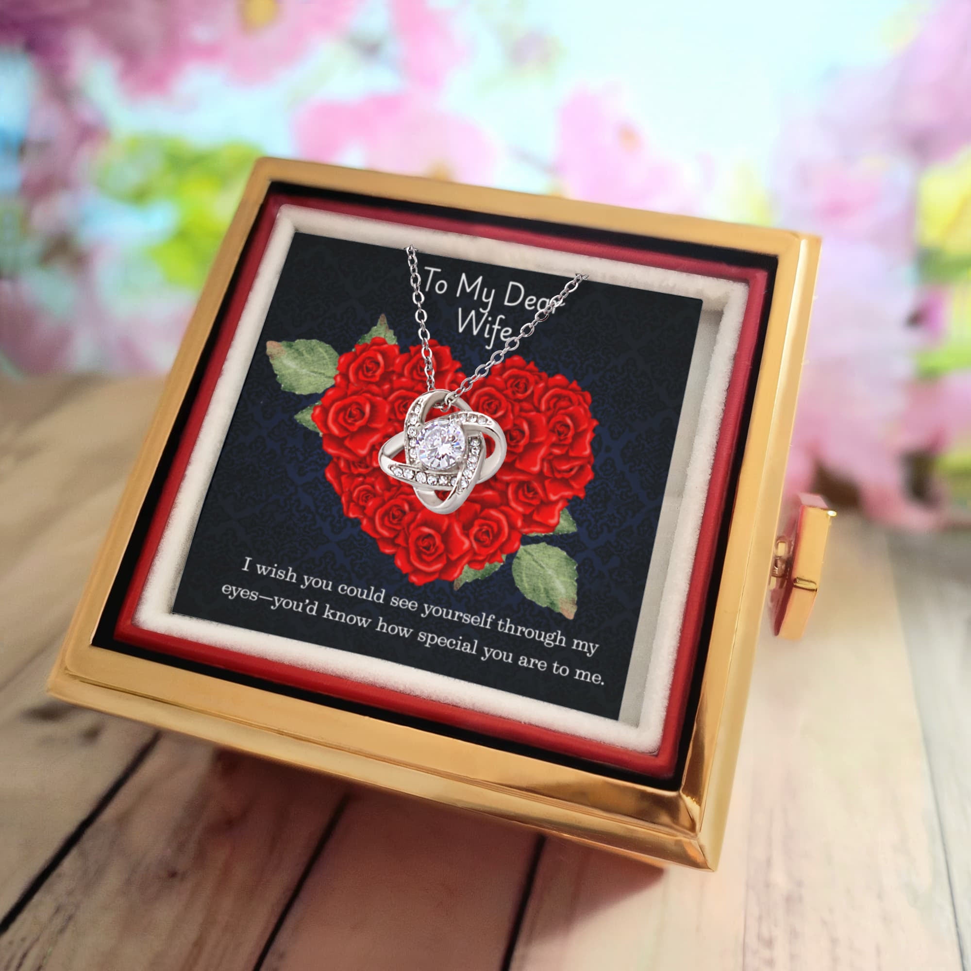 For Wife - Love Knot with Rotating Rose Gift Box ShineOn Fulfillment