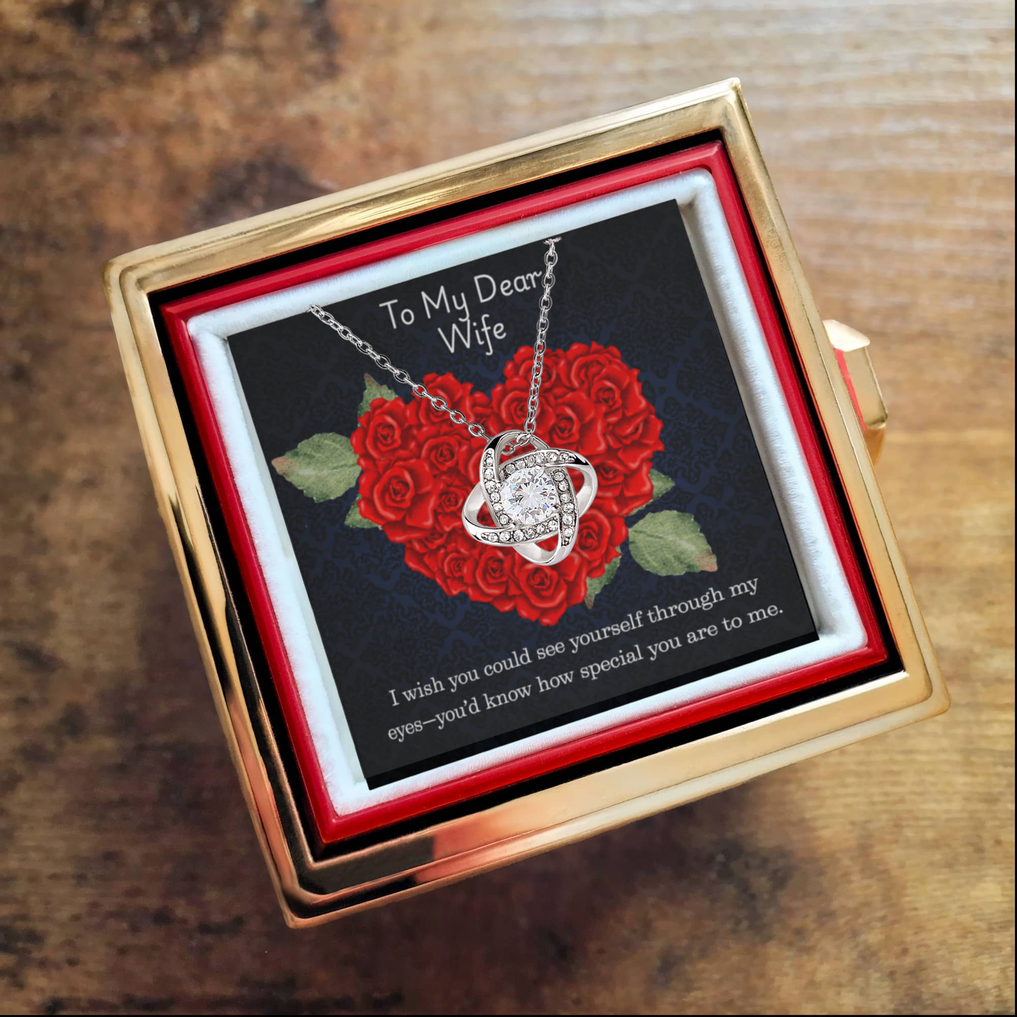 For Wife - Love Knot with Rotating Rose Gift Box ShineOn Fulfillment