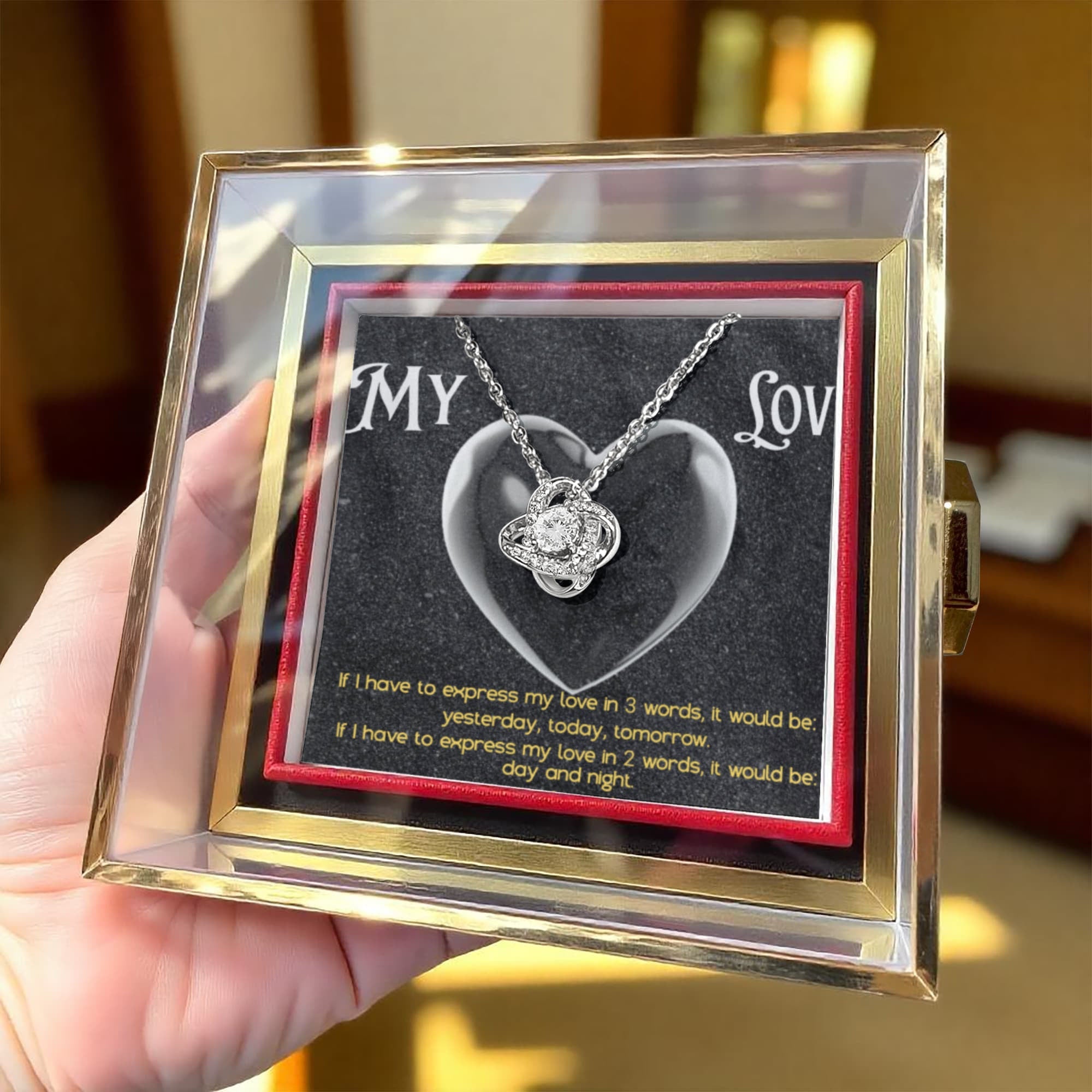 My Love(Anyone) -Love Knot with Rotating Rose Gift Box ShineOn Fulfillment