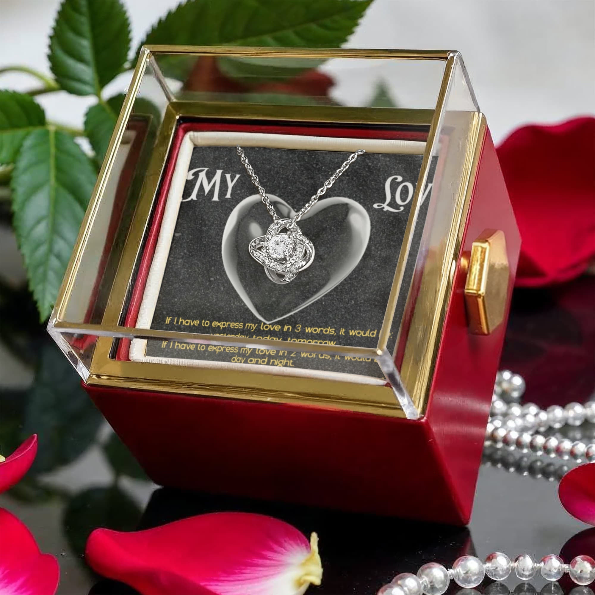 My Love(Anyone) -Love Knot with Rotating Rose Gift Box ShineOn Fulfillment