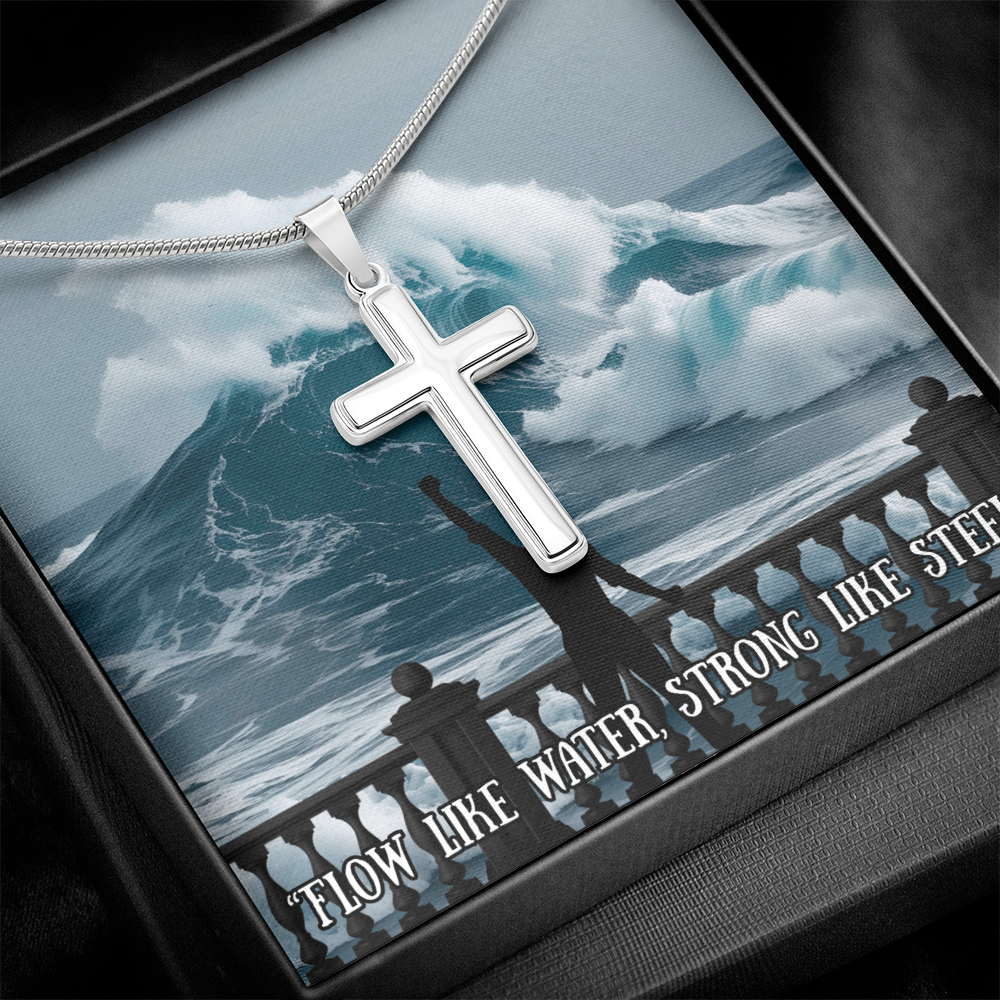 Motivation(Wave) -Artisan Cross Necklace ShineOn Fulfillment