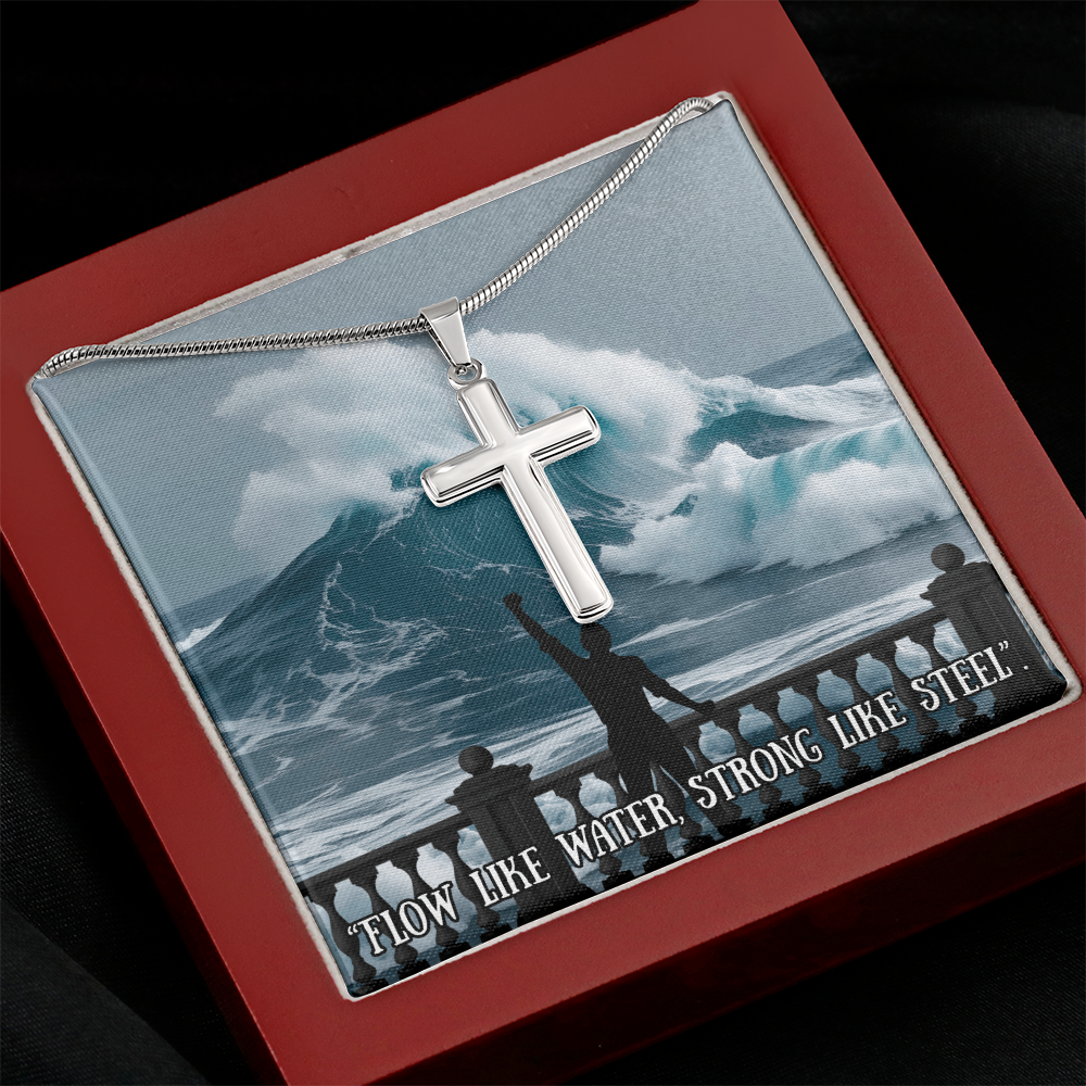 Motivation(Wave) -Artisan Cross Necklace ShineOn Fulfillment