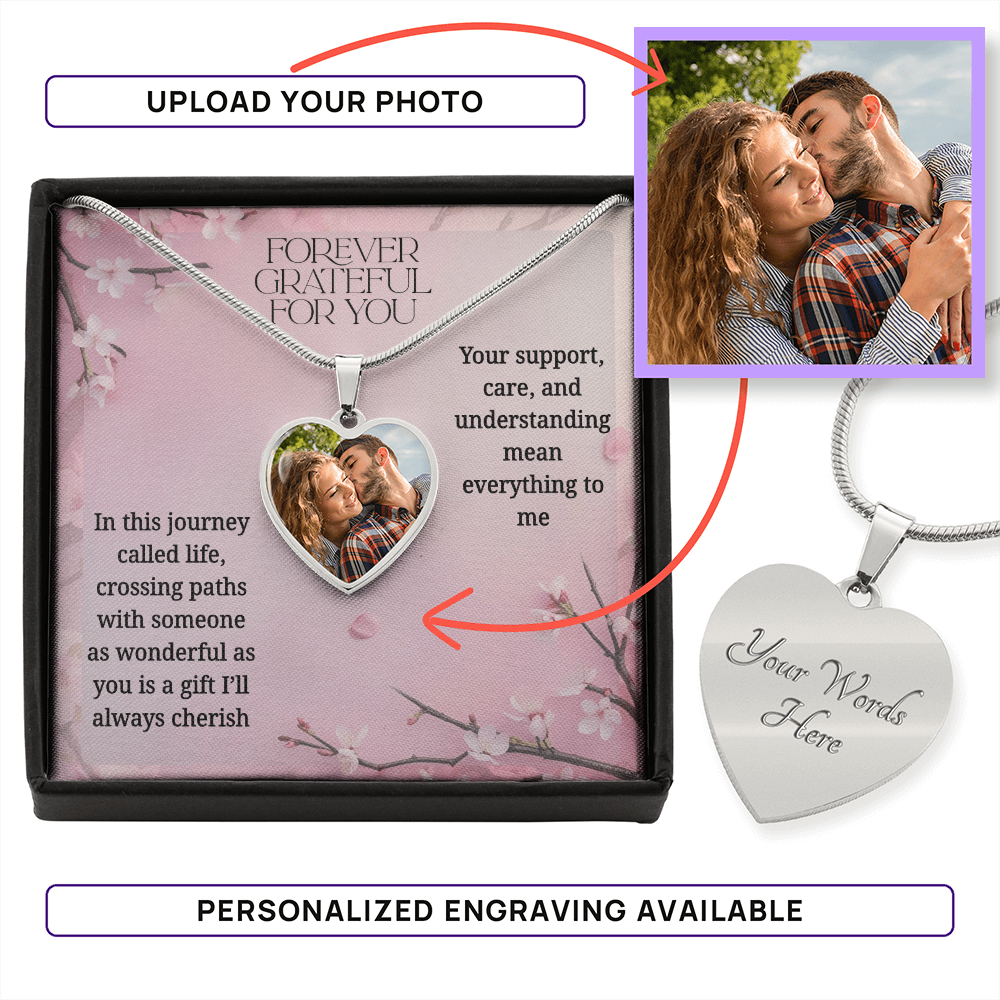 Forever Grateful Personalized Photo- Heart Necklace ShineOn Fulfillment