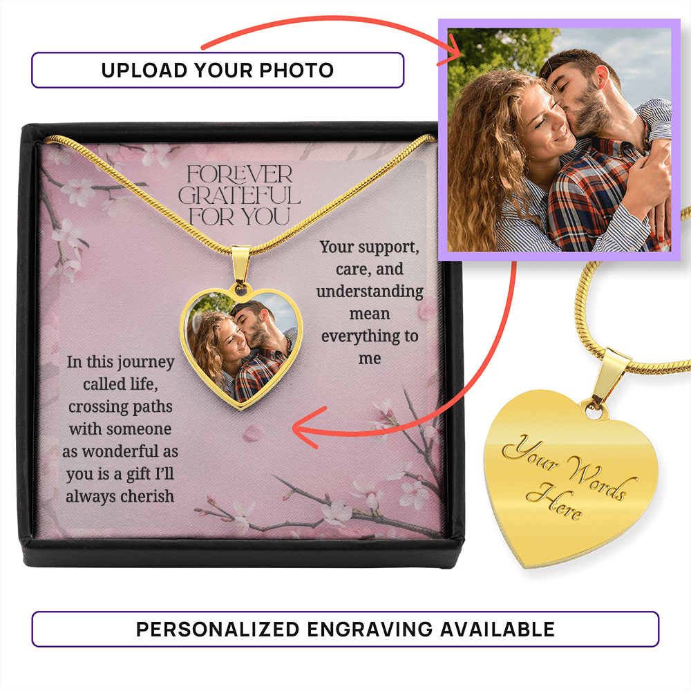 Forever Grateful Personalized Photo- Heart Necklace ShineOn Fulfillment